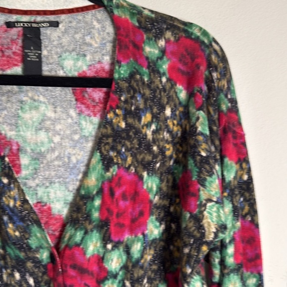 Lucky Brand Rose Button Down Lightweight Cardigan Size Large - Picture 3 of 6